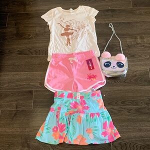 The Children's Place Pink and Aqua Floral Shorts